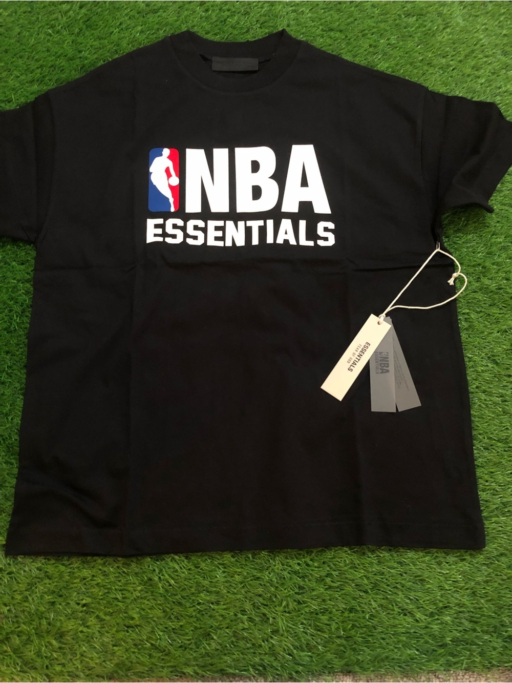 Essentials Black Tag Tee with NBA Essentials Branding